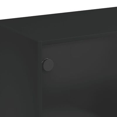 vidaXL Stolić za kavu sa staklenim vratima crni 102 x 50 x 42 cm