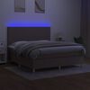 vidaXL Krevet box spring s madracem LED smeđesivi 160x200 cm tkanina