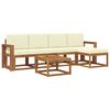 vidaXL Set vanjskih sofa 6 pcs Prirodna i krem Čvrsto drvo akacije