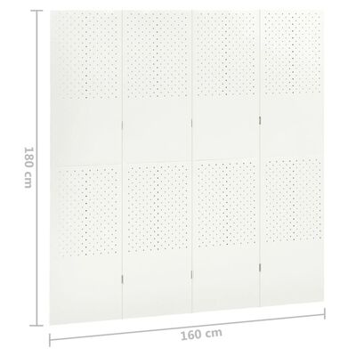vidaXL Sobne pregrade s 4 panela 2 kom bijele 160 x 180 cm čelične