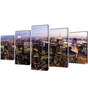 vidaXL Zidne Slike na Platnu Set s Printom New York 200 x 100 cm