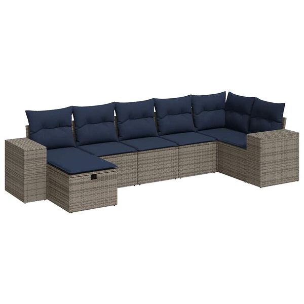 vidaXL 7-dijelni set vrtnih sofa sivi od poliratana