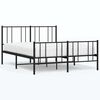 vidaXL Metalni okvir kreveta uzglavlje i podnožje crni 135x190 cm