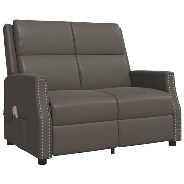 vidaXL Masažni dvosjed od umjetne kože sivi