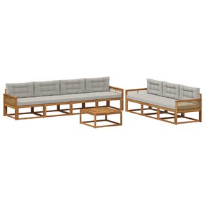 vidaXL Set vanjskih sofa s jastukom 8 pcs Prirodna i Svjetlosiva