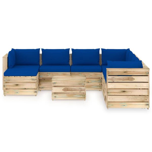 vidaXL 9-dijelna vrtna garnitura s jastucima zeleno impregnirano drvo