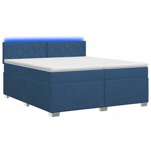 vidaXL Krevet s box springom, madracem i LED-om Plava 200 x 200 cm