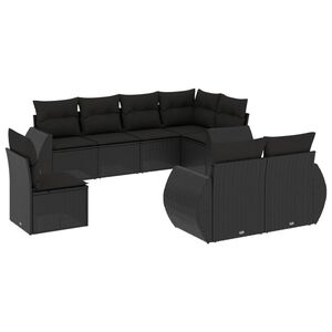 vidaXL 8-dijelni set vrtnih sofa od poliratana s jastucima crni