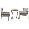 vidaXL Bistro set za vrt 3 kom. Siva poliratan