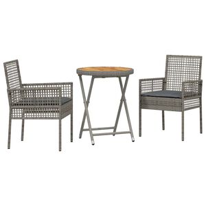 vidaXL Bistro set za vrt 3 kom. Siva poliratan