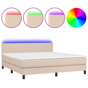 vidaXL Krevet box spring madrac LED cappuccino 180x200cm umjetna koža