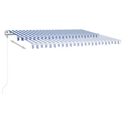 vidaXL Tenda na ručno uvlačenje s LED svjetlom 4,5x3,5 m plavo-bijela