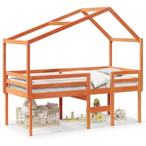 vidaXL Visoki krevet s krovom vo&scaron;tano smeđi 90x200 cm masivna borovina