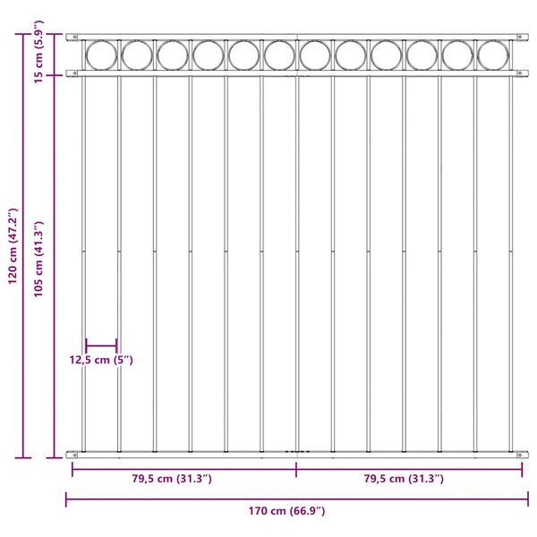 vidaXL Ogradni panel Assen čelik 1,7x1,2 m Crni