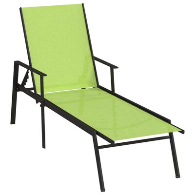 vidaXL Ležaljka za sunčanje od čelika i tekstilena zelena