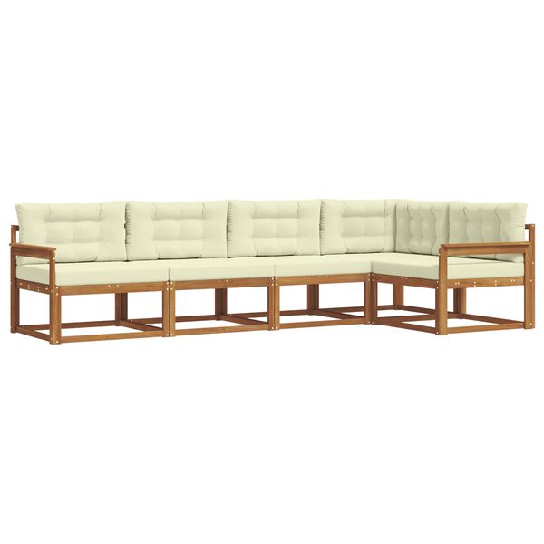 vidaXL Set vanjskih sofa s jastukom 5 pcs Prirodna i krem