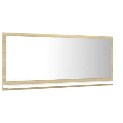 vidaXL Kupaonsko ogledalo bijelo i boja hrasta 90x10,5x37 cm drveno