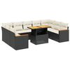 vidaXL 10-dijelni set vrtnih sofa s jastucima crni od poliratana
