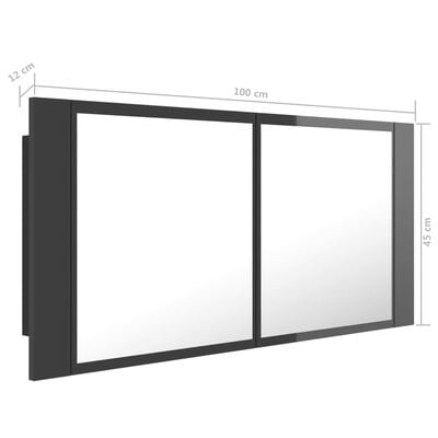 vidaXL LED kupaonski ormarić s ogledalom sjajni sivi 100x12x45 akrilni