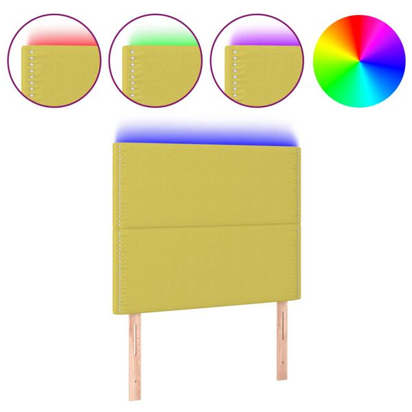 vidaXL LED uzglavlje zeleno 90x5x118/128 cm od tkanine