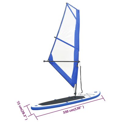 vidaXL Daska za veslanje stojeći na napuhavanje s jedrom plavo-bijela