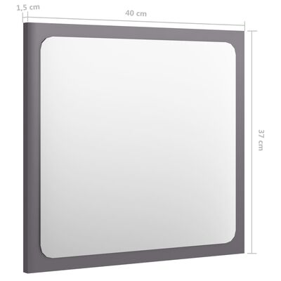 vidaXL Kupaonsko ogledalo sjajno sivo 40x1,5x37 cm konstruirano drvo