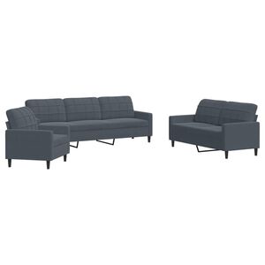 vidaXL 3-dijelni set sofa s jastucima tamnosivi bar&scaron;unasti