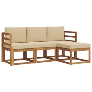 vidaXL Set vanjskih sofa s jastukom 4 pcs Prirodna i bež