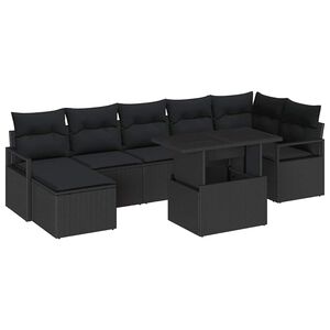 vidaXL Sjedeća garnitura za vrt s pohranom 8 pcs Crna Poli ratan