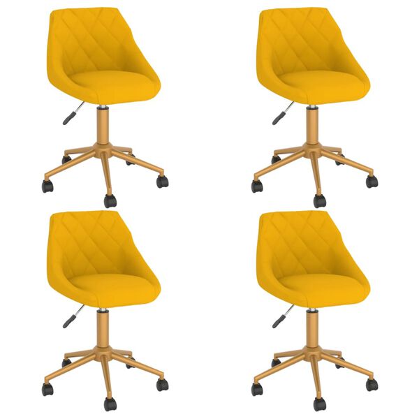 vidaXL Okretne blagovaonske stolice 4 kom žute bar&scaron;unaste