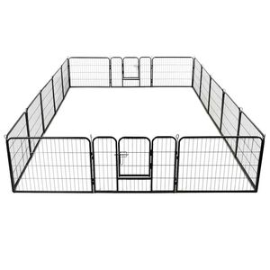 vidaXL Ograda za pse sa 16 ploča od čelika 60 x 80 cm crna