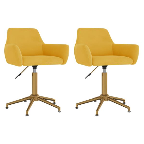 vidaXL Okretne blagovaonske stolice 2 kom žute bar&scaron;unaste