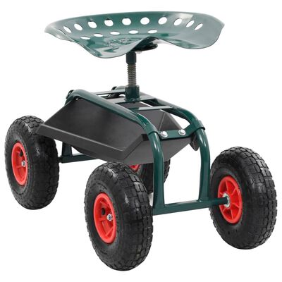 vidaXL Vrtna kolica s kotačima i ladicom za alat zelena 78x44,5x84 cm