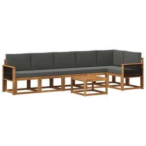 vidaXL Set vanjskih sofa 7 kom. Prirodna i antracit Poliester