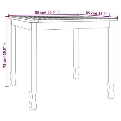 vidaXL Vrtni blagovaonski stol 85 x 85 x 75 cm od masivne tikovine