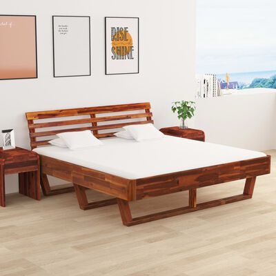 vidaXL Okvir za krevet s 2 noćna ormarića bagremovo drvo 180 x 200 cm