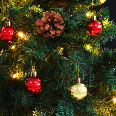 vidaXL Umjetno osvijetljeno božićno drvce s kuglicama zeleno 180 cm