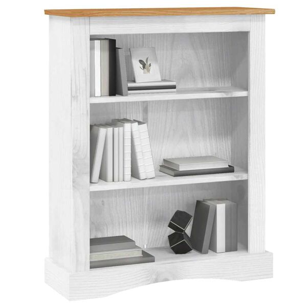 vidaXL Biblioteka od borovine meksički stil Corona bijela 81x29x100 cm