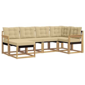 vidaXL Set vanjskih sofa s jastukom 6 pcs Bijela i bež