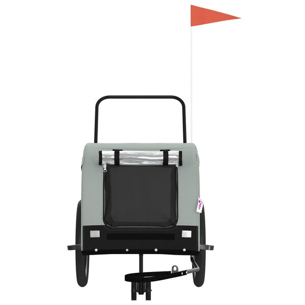 vidaXL Prikolica za bicikl za ljubimce sivo-crna od tkanine i željeza