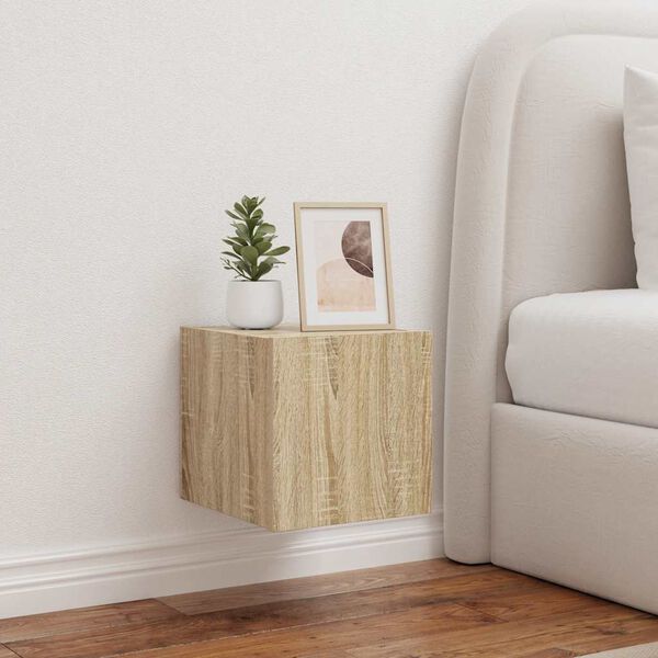 vidaXL Zidni TV ormarić s LED svjetlima boja hrasta 30,5 x 35 x 30 cm