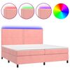 vidaXL Krevet box spring s madracem LED ružičasti 200x200cm bar&scaron;unasti