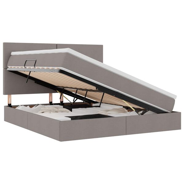 vidaXL Krevet s prostorom za pohranu s LED-om Sivo-smeđa 160 x 200 cm