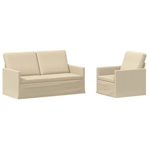 vidaXL Set sofe 2 pcs Krem Tkanina
