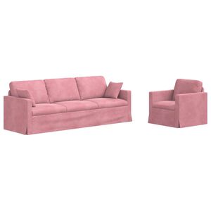 vidaXL Set sofe 2 pcs Ružičasta 228 x 78 x 80 cm Bar&scaron;un