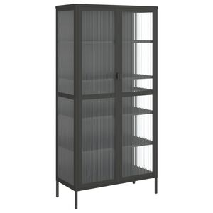 vidaXL Visoka komoda crna 85 x 40 x 180 cm od stakla i čelika