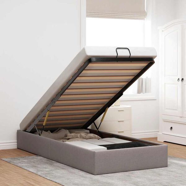 vidaXL Otomanski okvir kreveta bez madraca smeđe-sivi 90x200cm tkanine