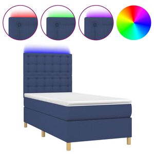 vidaXL Krevet box spring s madracem LED plavi 80 x 200 cm od tkanine