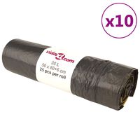 vidaXL Vreće za smeće s vezicama 250 kom crne 35 L