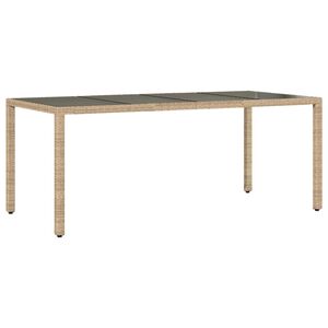vidaXL Vrtni stol sa staklenom pločom bež 190x90x75 cm poliratan